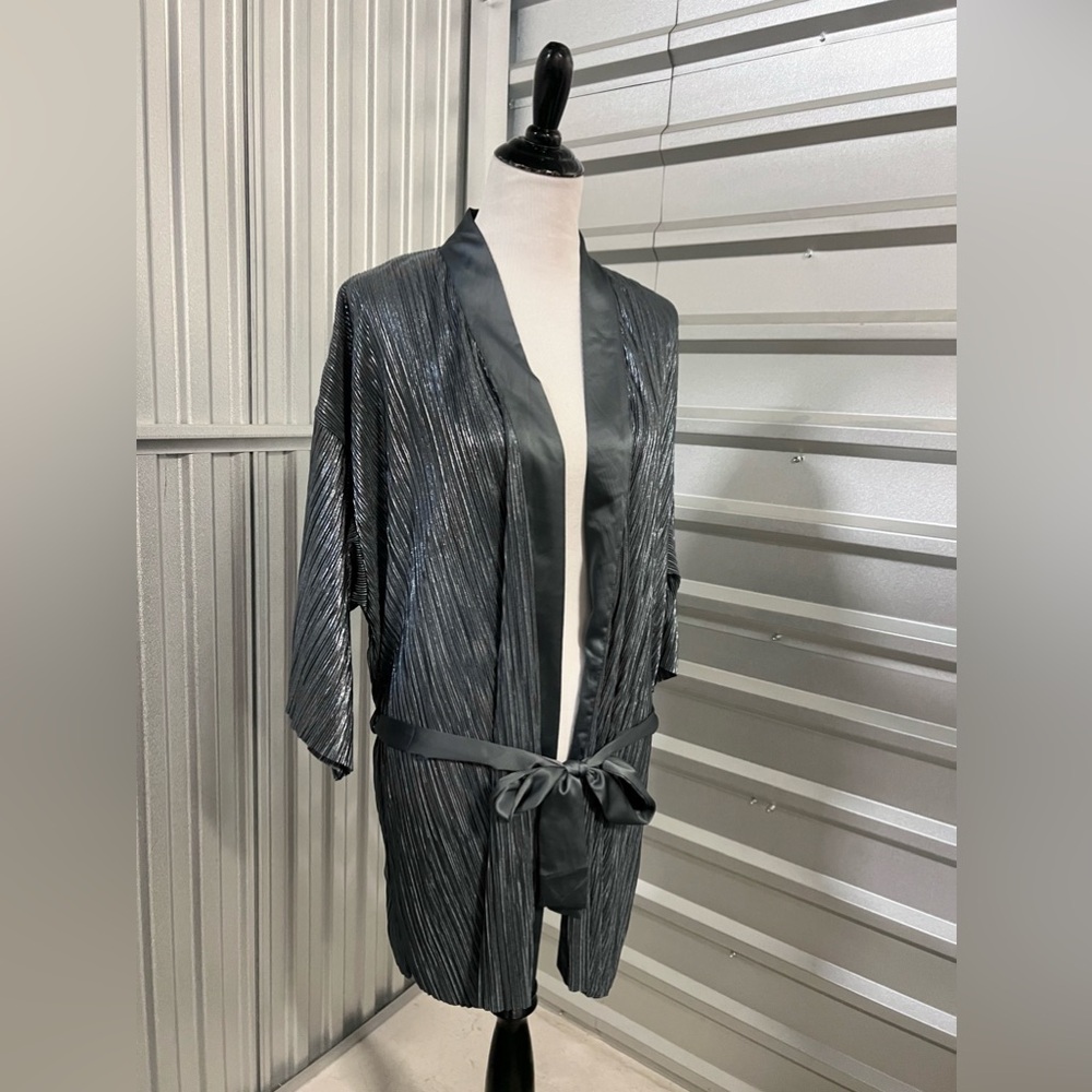 Victorias Secret Metallic Tie Around Grey Sleep Robe